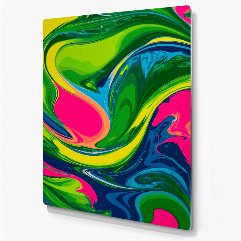 Abstrait art fluide en métal vert 28, H 20 po x l 24 po
