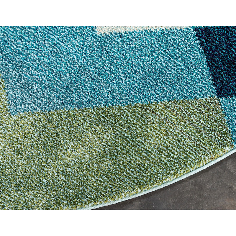 Tapis vert à motif géométrique Burtrum, Rectangle 7 pi x 10 pi