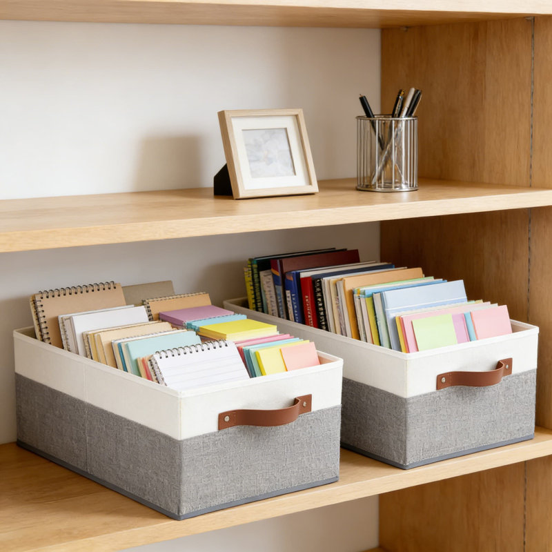 Foldable Fabric Storage Bins With Leather Handles, Large Capacity Closet Organizers And Shelf Baskets For Home Organization, Multi-Purpose Storage Boxes For Clothes, Toys, And Books