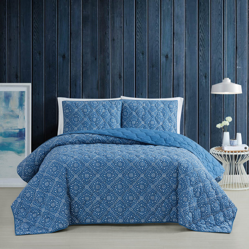 Brooklyn Loom Katrine Cotton Geometric Shapes Quilt, Twin XL Quilt + 1 Sham