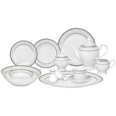 57 Piece Porcelain China Dinnerware Set - Service for 8