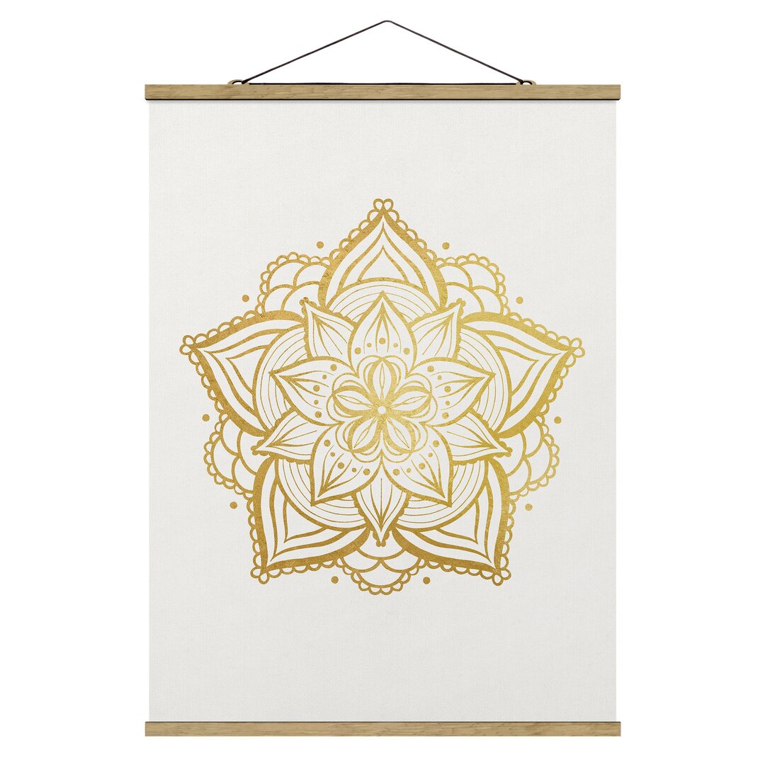 Stoffbild Mandala Flower Sun Illustration Set Gold