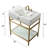 30" Natural Carrara Marble Console Bathroom Vanity with Sink, Gold Stainless Steel Frame and Glass Shelf-1208127020-1232766892