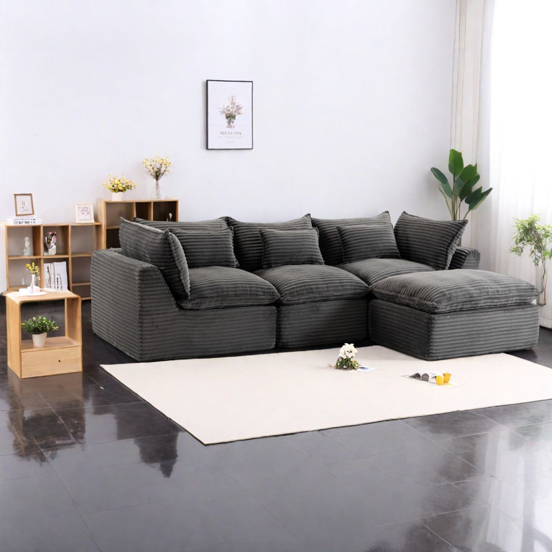 Canapé modulaire surdimensionné en velours côtelé 102,3 po surdimensionné pour la maison