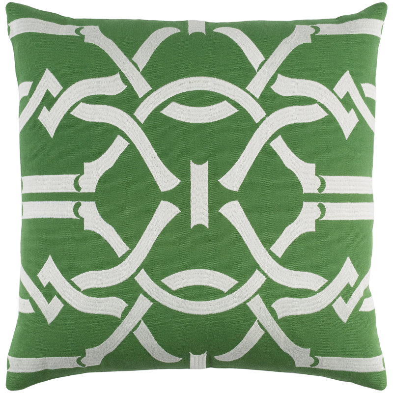 Housse de coussin en coton Uni, Vert / Blanc
