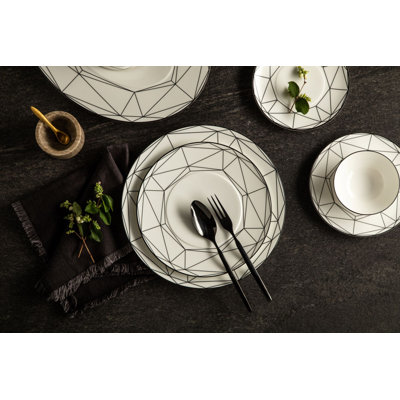 Gem Cut Onyx Bone China Salad/Dessert Plate
