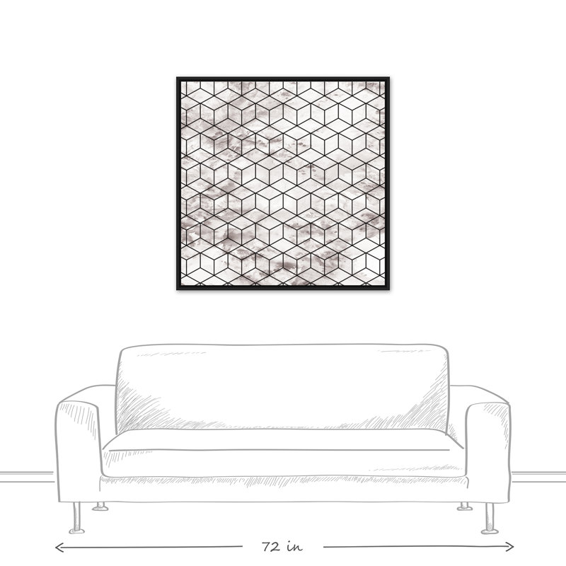 « marble geometric cube », reproduction d’impression sur toile encadrée, H 25,75 po x l 25,75 po x P 1,75 po, Cadre noir