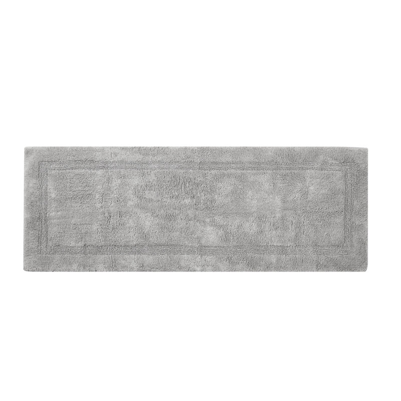 Nautica Peniston Solid Cotton Bath Rug Runner, Light Grey, 60"L x 22"W 