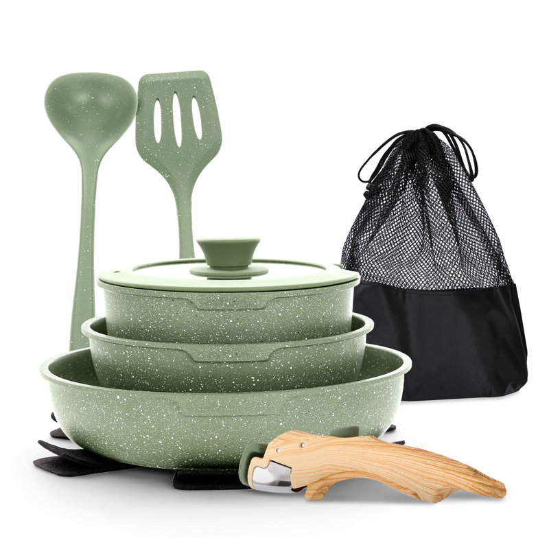 Batterie de cuisine antiadhésive en aluminium 8 pièces Dilar, Vert