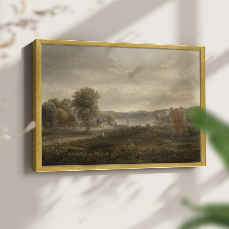 Paysages rétro-DCLxxxi - reproduction encadrée - réversible, H 22 po x l 28 po, Or