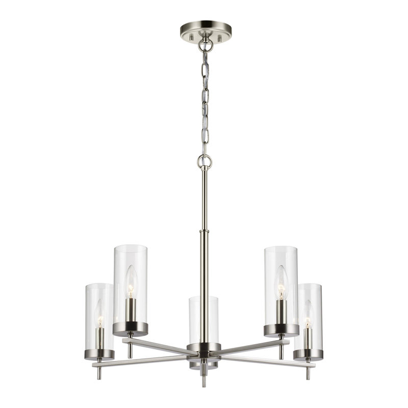 Lustre cinq lumières Linley, Nickel brossé, 60 W, non