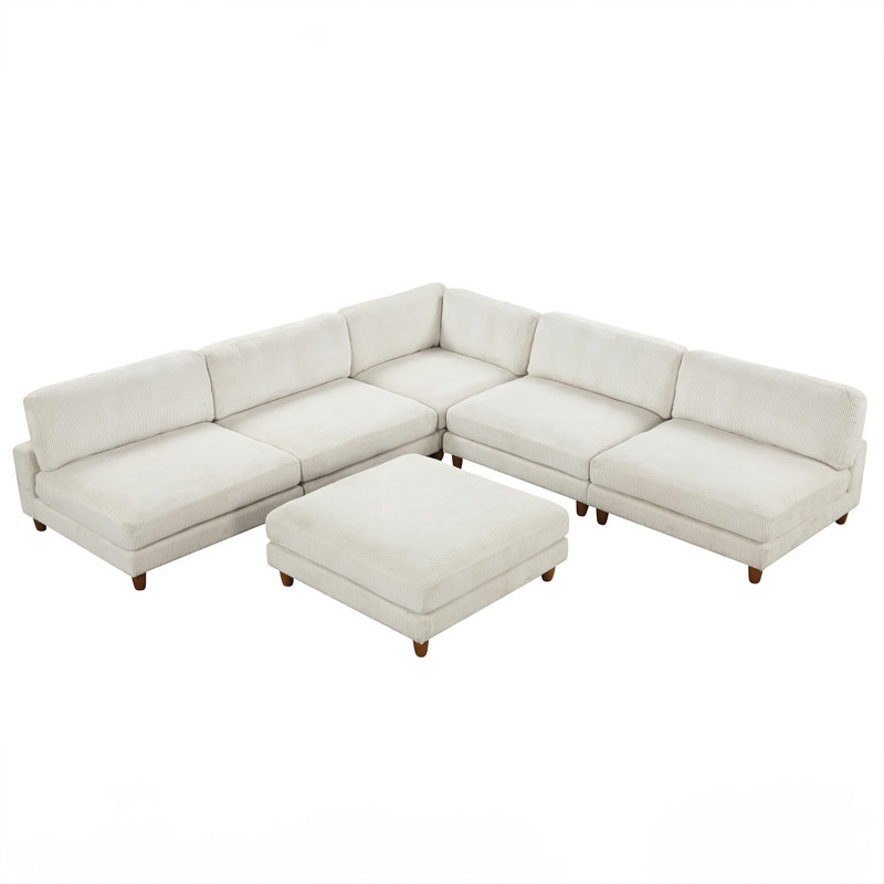 Cheston 6-seat Modular Sectional, Beige Corduroy