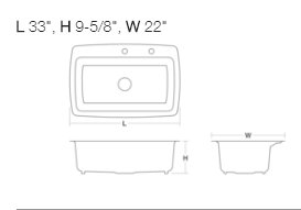 Cape Dory 33" L x 22" W x 9.625" D Drop-in Single-Bowl Kitchen Sink, Almond, 3 Hole