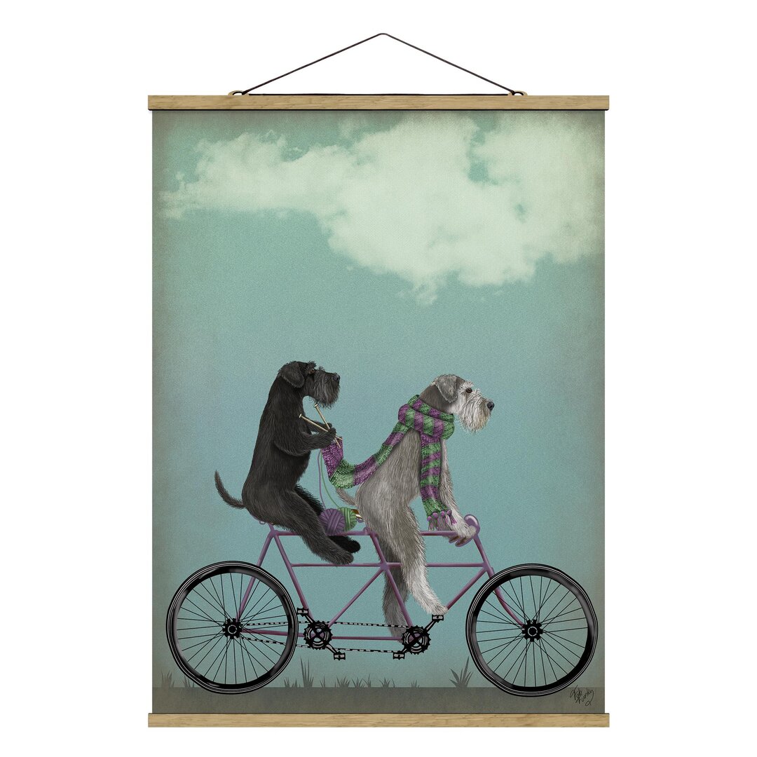 Fabric Picture With Poster Bars - Bike Tour - Schnauzer Tandem - Portrait 4:3