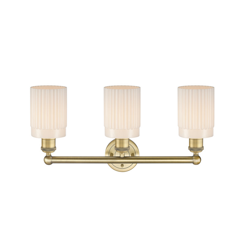 Kamena 3 - Light Dimmable Vanity Light, Matte White, Brushed Brass
