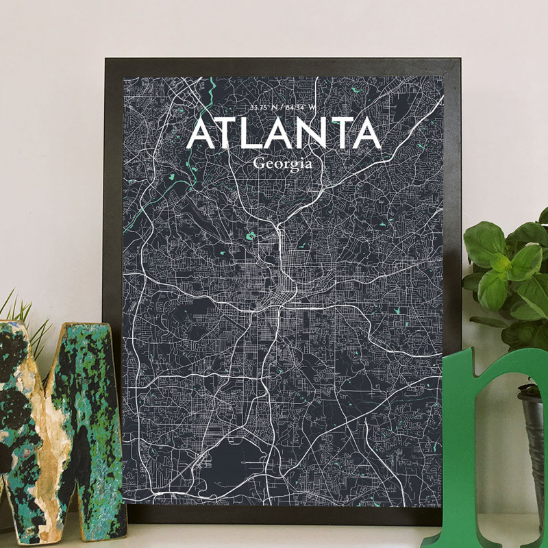 Atlanta City Map - No Frame Print, 97.7 cm H x 50 cm W x 0.1 cm D