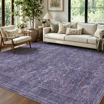 6x9 Area Rugs for Living Room, Washable Rug, Twilight Purple