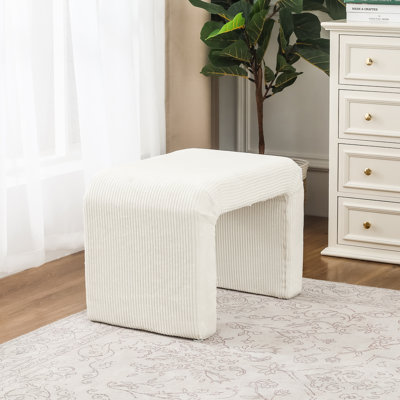 24 Inches Upholstered Waterfall Ottoman Footstool