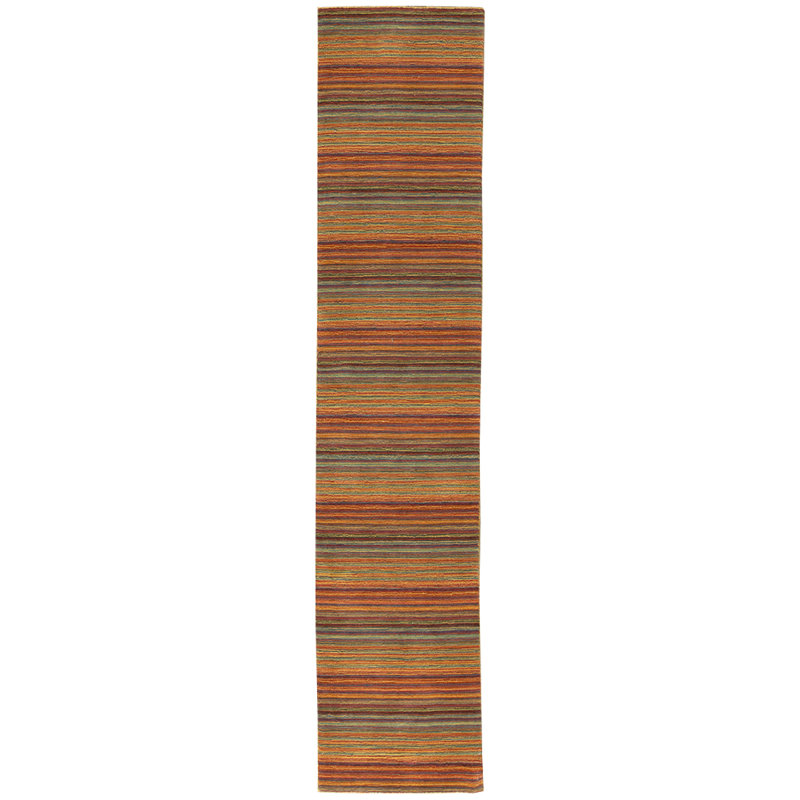 Wool Striped Area Rug, Runner 2'6" x 8'