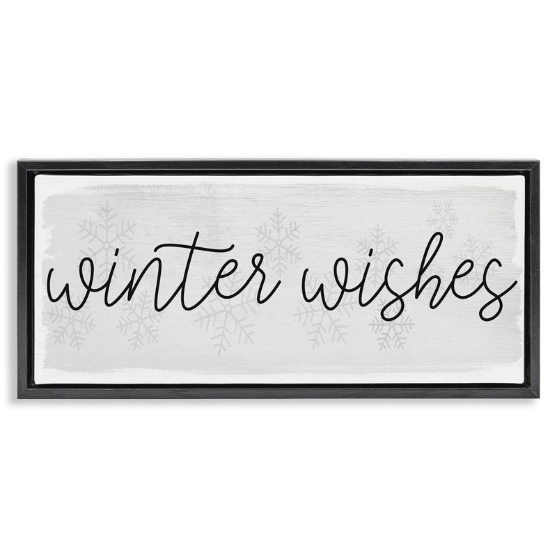 Winter Wishes Sentiment, 11" H x 25" W, Jet Black Floater Frame