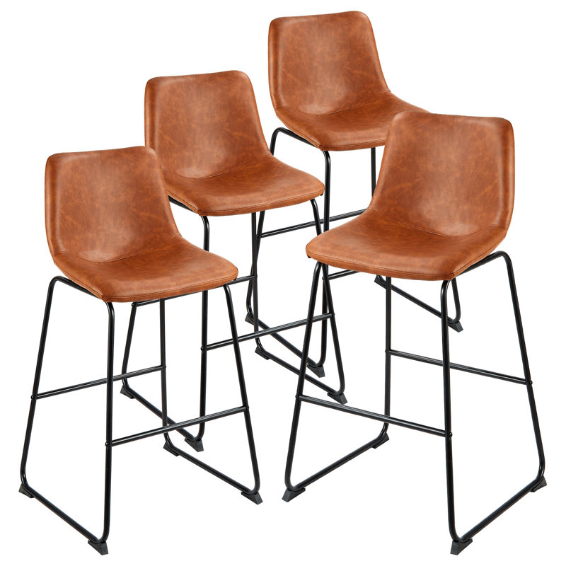 26in Bar Stool Modern Counter Height Barstool Kitchen Chair Brown