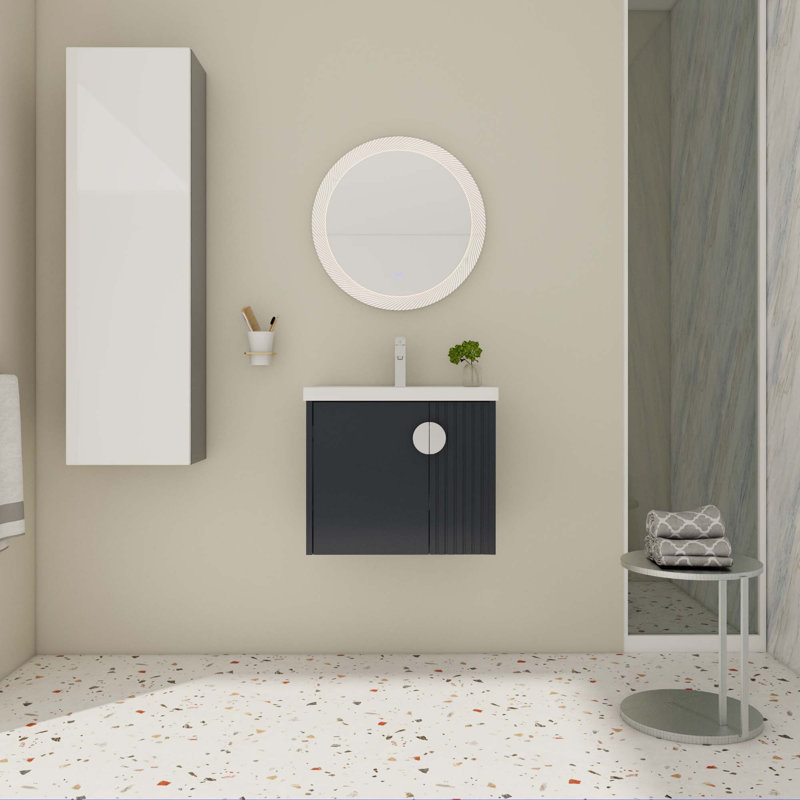 Small Bathroom Vanity With Sink, Black, 24"