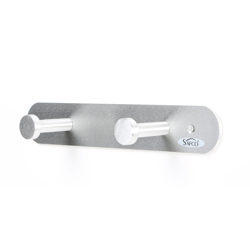 Satin Aluminum Dual Hook Wall Mounted Coat Rack