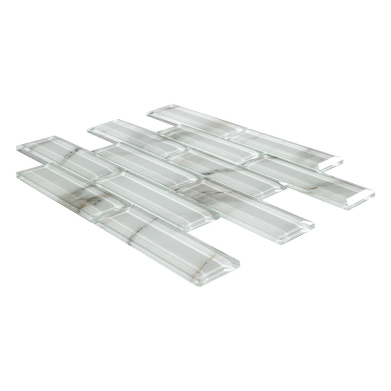 Subway 12 in. x 12 in. Glossy Glass Mosaic Wall Tile, Linen Glow