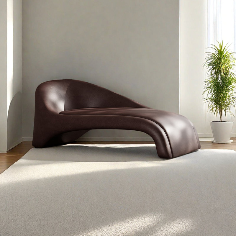 Fauteuil inclinable d'appoint de style moderne en similicuir, Orienté à gauche (vu de face), Café
