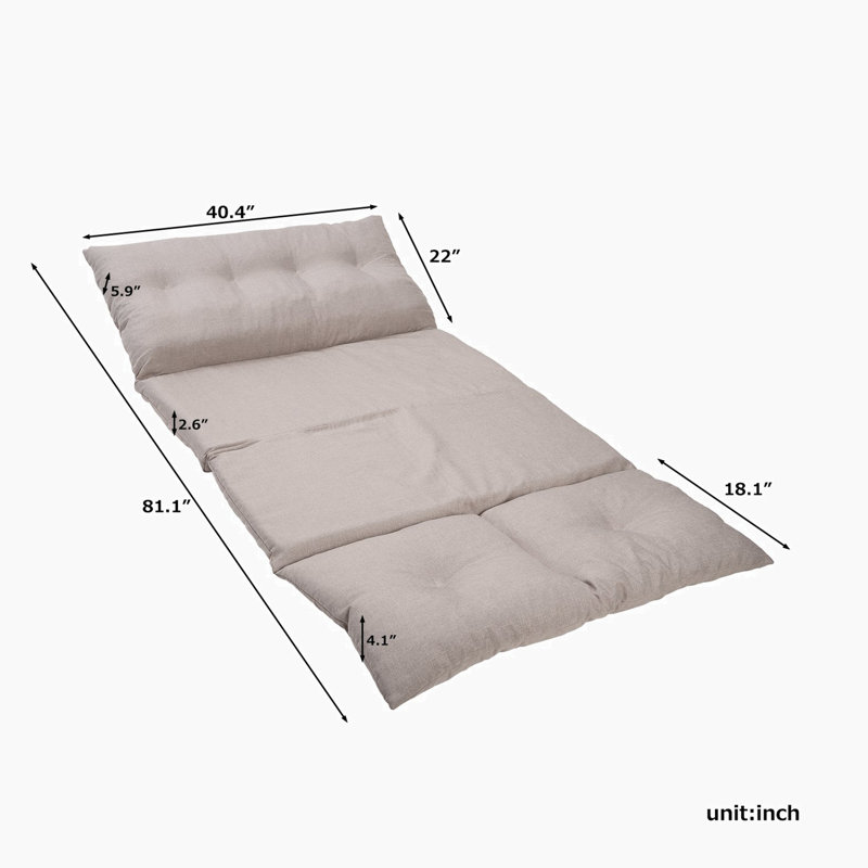 Canapé convertible Koenig, 100 % polyester beige, L 76,78 po x l 39,37 po x H 23,62 po