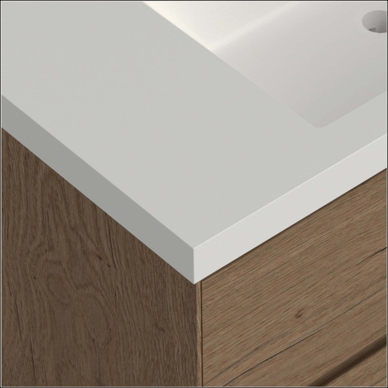 Lavabo en résine pour meuble-lavabo de salle de bain, avec deux lavabos rectangulaires encastrés, trou de robinet simple, comptoir de meuble-lavabo seulement