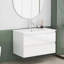 Meuble-lavabo de 31,5 po avec lavabo combiné, armoire avec 2 grands tiroirs, système de fermeture en douceur, 2 grands tiroirs, conception sans poignée, assemblage facile