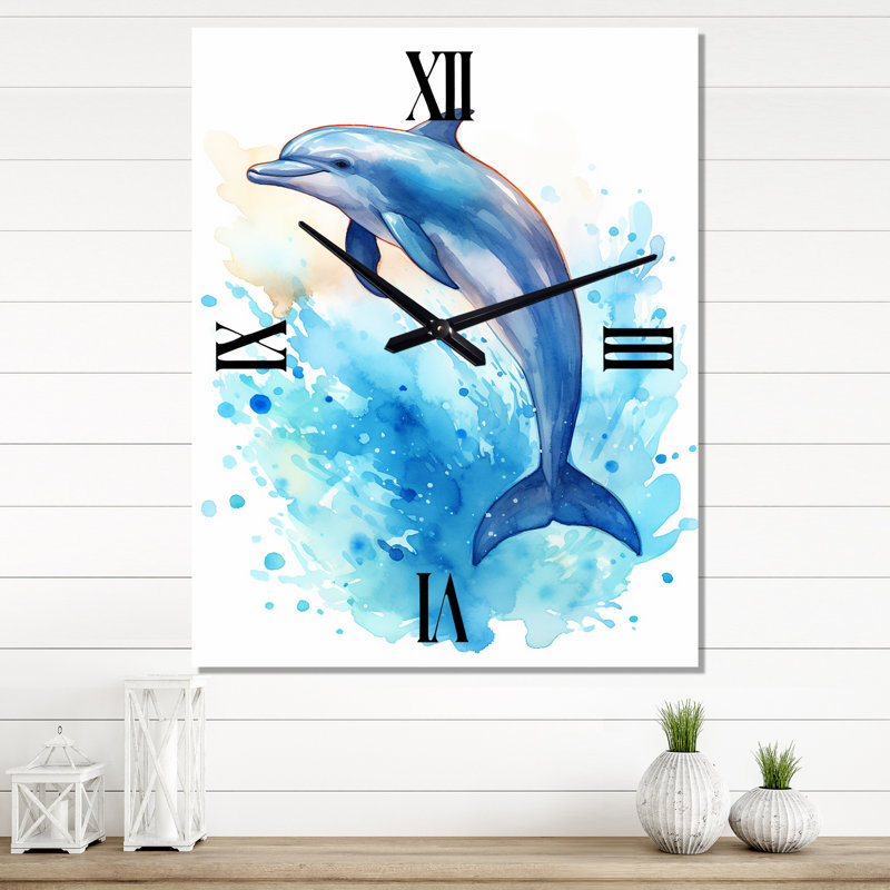 Horloge murale mignonne avec dauphin bleu, Moyen