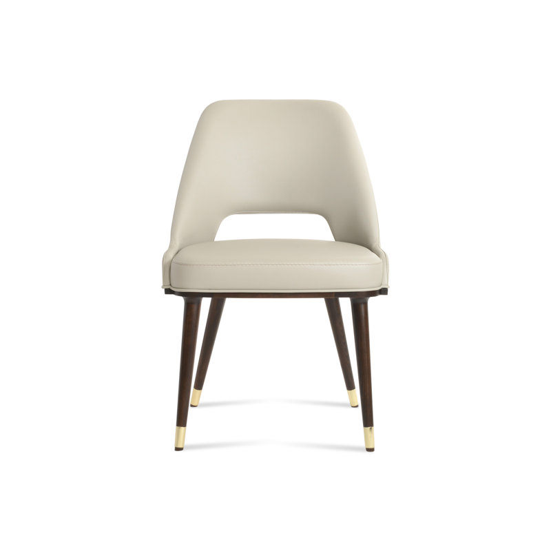 Marash Wood Side Chair, Light Grey, Walnut