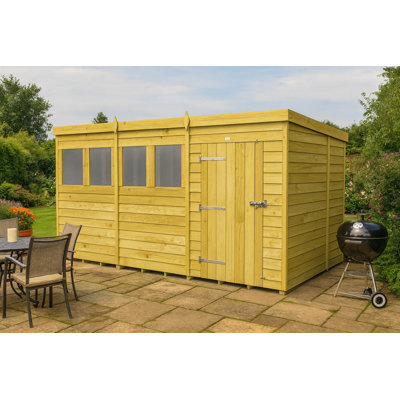 12ft x 7ft Pent Shed - Single Door with Windows