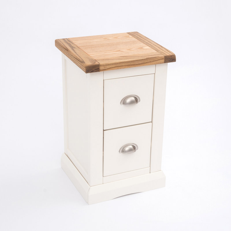 Pharsalia 35cm W Solid + Manufactured Wood Bedside Table, White, Chrome Cup