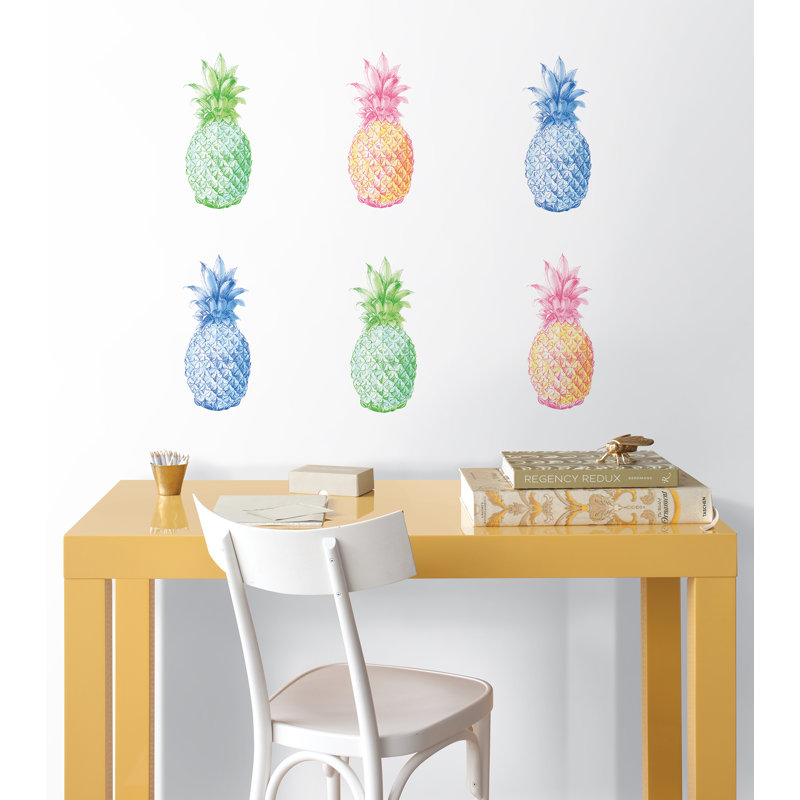 Ensemble de 6 décalcomanies murales pour l’ananas pop