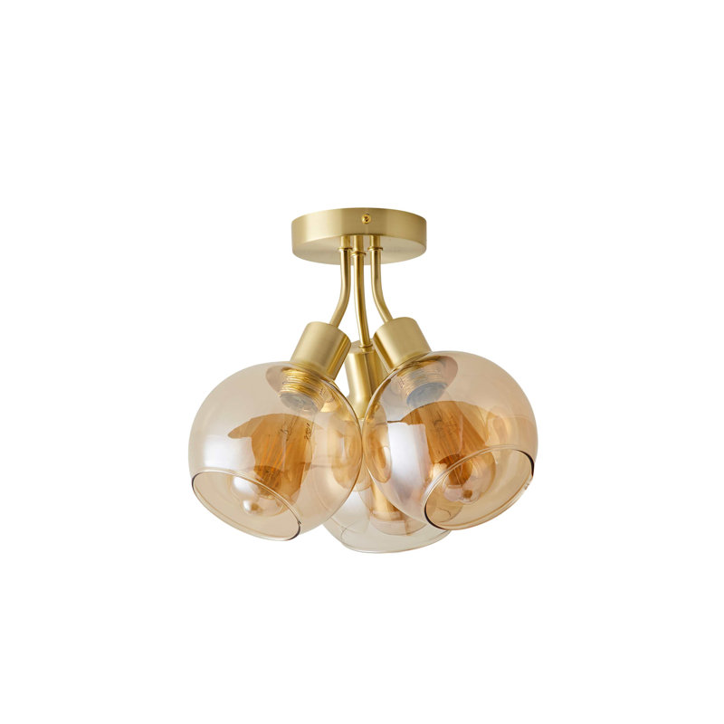 Dejuane Glass Semi Flush Mount, Gold, Beige