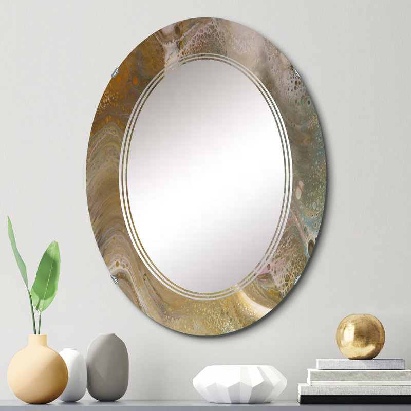 Vagues de marbre brun et gris - Miroir mural moderne, 30 po x 20 po