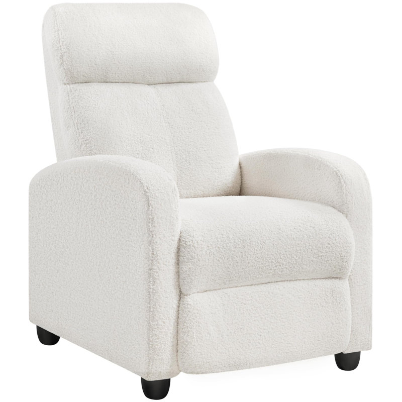 Canapé inclinable réglable moderne en tissu avec siège et dossier plus épais, Tissu crème bouclé