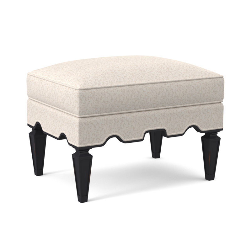Palm Upholstered Ottoman, Vintage Ebony, Sunny Linen