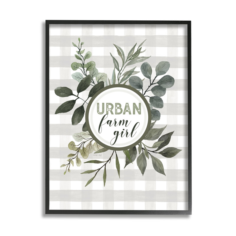 «Urban Farm Girl Expression Botanical Branches Soft Plaid», impression, H 20 po x l 16 po x P 1,5 po