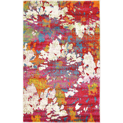 Tapis géométrique rose / beige Tanguay