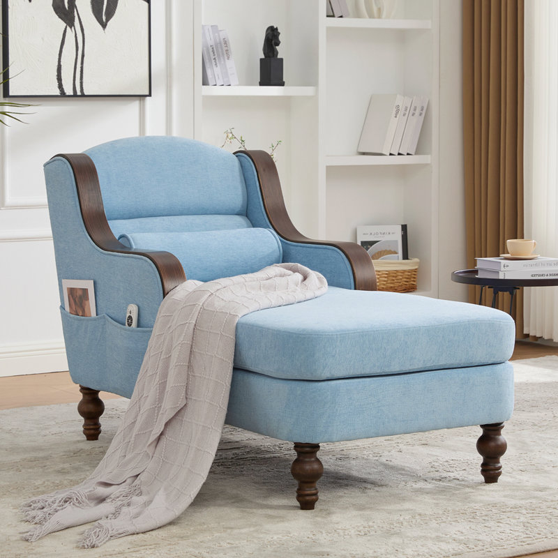 Chaise longue surdimensionnée en chenille, Bleu clair