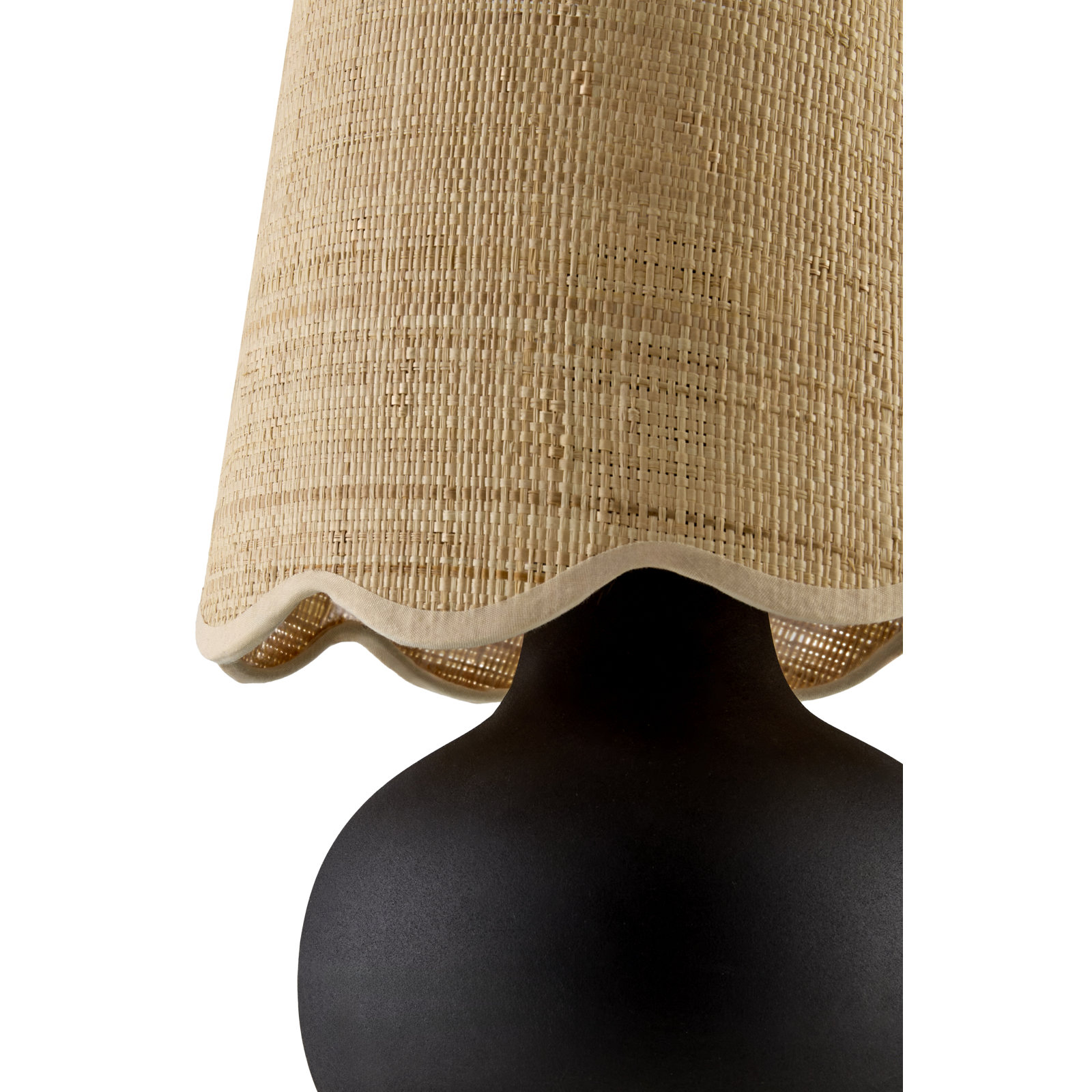 Momsen Scallop Shade Matte Lamp, Black, Natural, 13"H x 8"W x 8"D