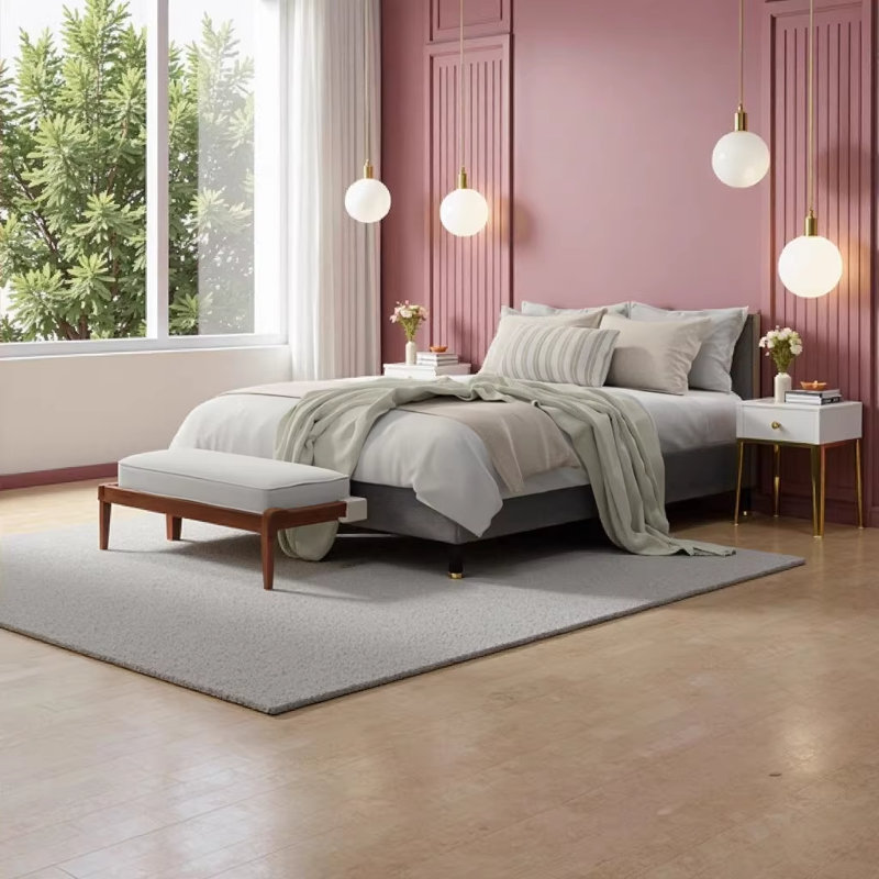 Black and Gray Queen Upholstered Bed Frame Foundation with Tool-Free Assembly, Queen