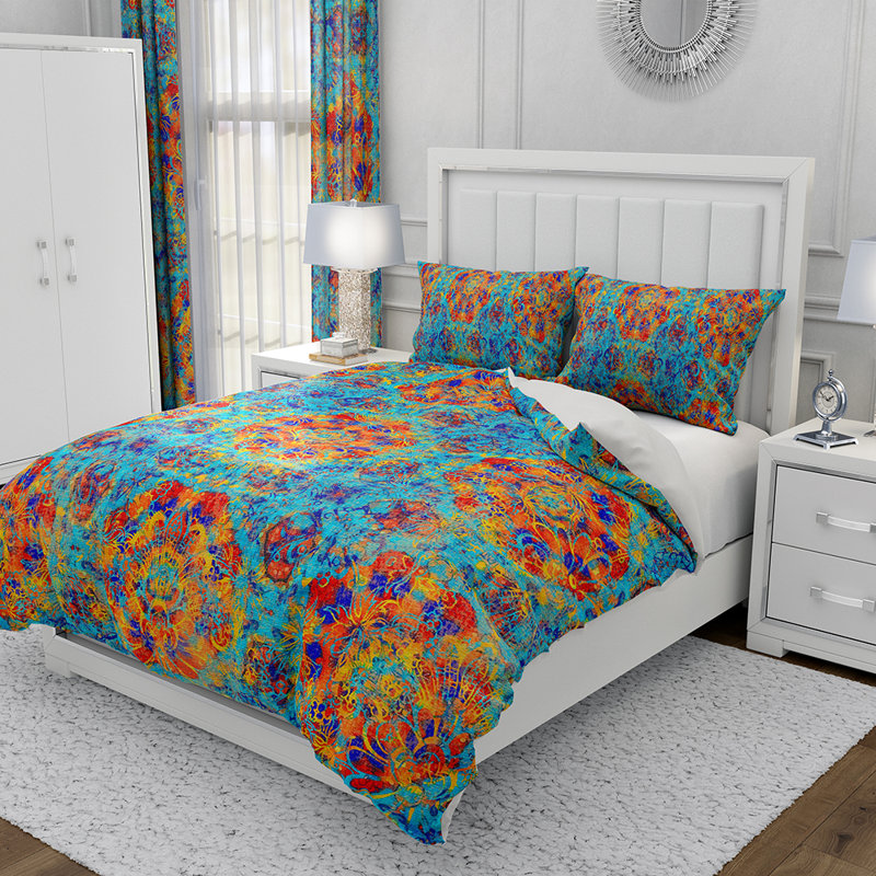 Ensemble de housse de couette et insert bleu en microfibre 3 pièces, Housse de couette de grande taille + 2 taies d'ore