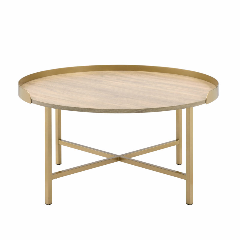 Table basse ronde moderne à finition dorée 1Pc