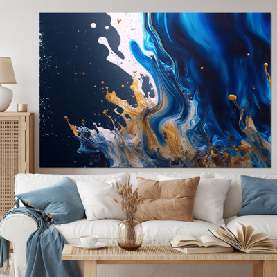Ice Paint Splash I - Abstract Spirals Framed Canvas Print