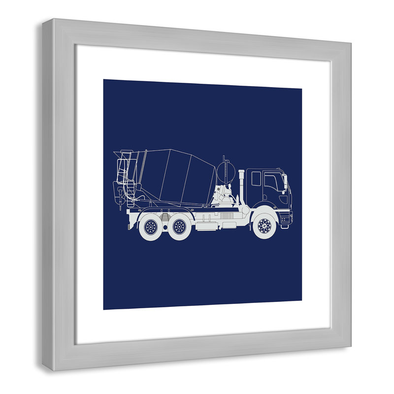 Camions Camions 1, art encadré, H 16 po x l 16 po x P 0,6 po, Encadré plat argent